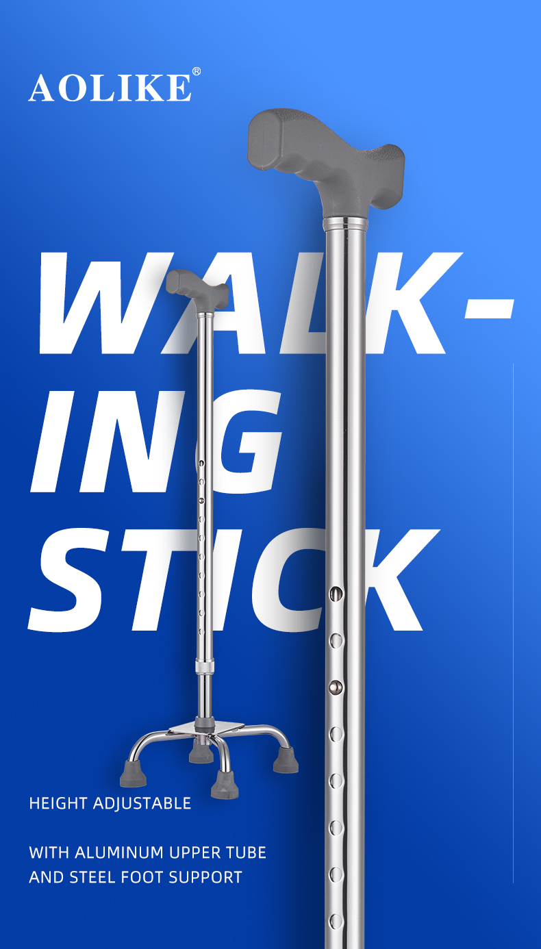 Ayudas de aluminio para caminar para discapacitados o ancianos, caminante y rollador, aleación de aluminio de caña y altura ajustable de acero 10pcs / caja Alk524